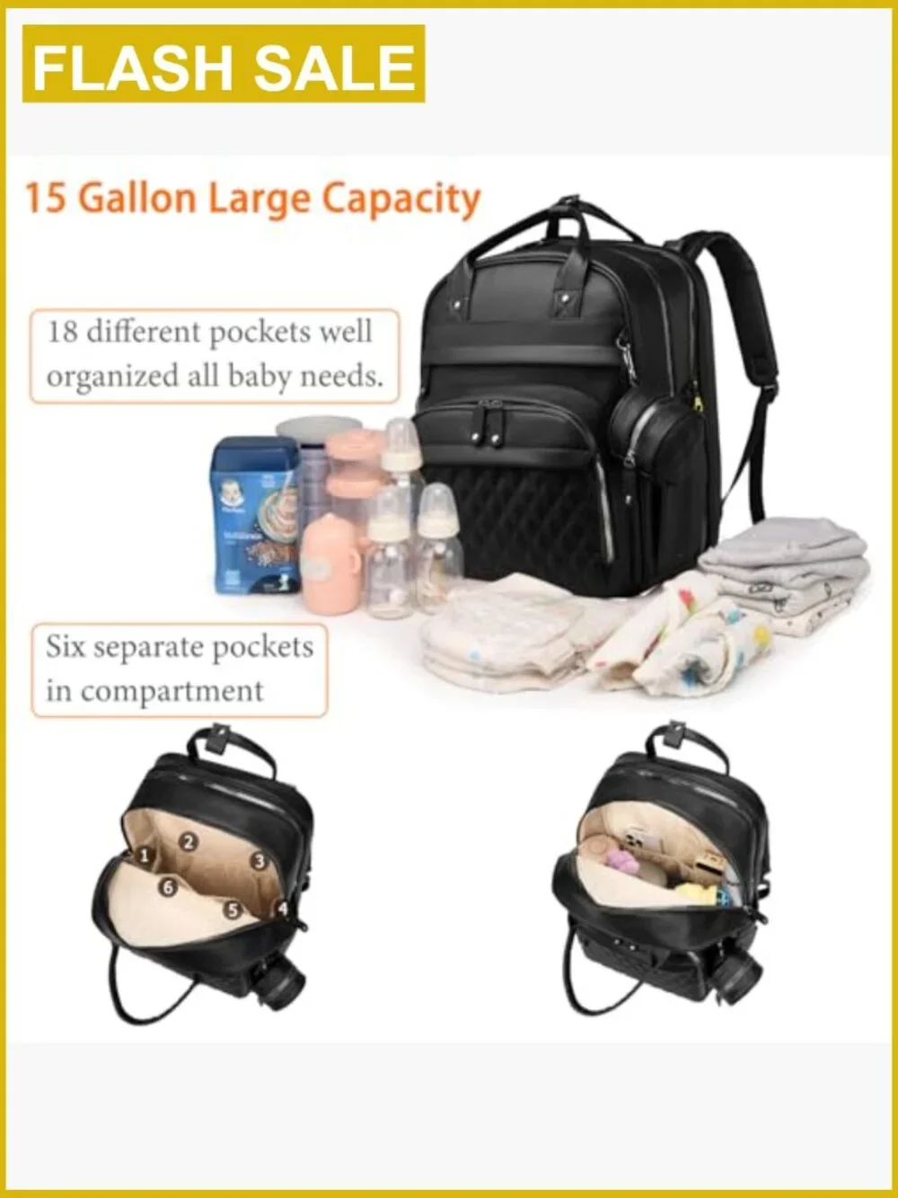Diaper Bag Backpack with Changing Station, Waterproof Large Capacity, USB
